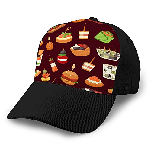 Baseball Hats for Men Low Profile Stylish Fabric Baseball Caps canapes Mini Burgers Appetizer Finger Food with Fashion Hats