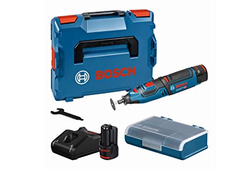 Bosch Professional GRO 12V-35 - Miniherramienta a batería (2 baterías x 2.0 Ah, 12V, 5000 – 35000 rpm, en L-BOXX)