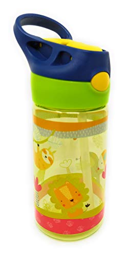 Botellas de Agua Infantiles con Pajita y Sin BPA - Fabricadas con Productos Europeos / 450 ml (León)