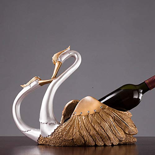Botellero De Pie Botellero Twin Swans Sostenedor De Botella De Vino Estilo Europeo Expositor De Vinos Independiente Artesanía De Escultura De Resina De Mesa Estante Del Vino Decoración De Interiores 1