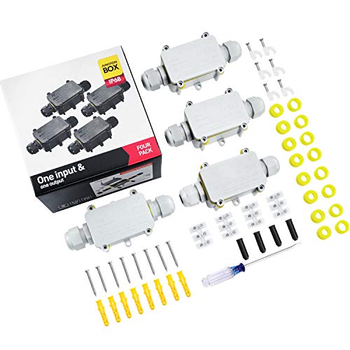 Caja de conexiones impermeable IP68 de 2 vías para cables eléctricos al aire libre con conector externo de terminal para cable de 0,4-1,2 cm de diámetro (gris, 4 paquetes)