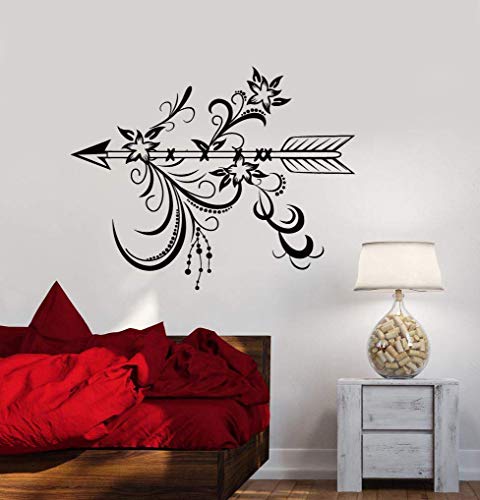 Calcomanía de pared flecha dormitorio sala de estar decoración del hogar arte mural papel tapiz con flor estilo étnico dormitorio decoración pegatina A2 53x42cm