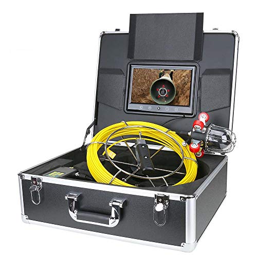Cámara de video para inspección de tuberías, endoscopio industrial para tuberías de drenaje, monitor de 9 pulgadas + cámara giratoria de 360 grados + control remoto,50m Cámara de video para inspección de tuberías, endoscopio industrial para tuberías de drenaje, monitor de 9 pulgadas + cámara giratoria de 360 grados + control remoto,50m