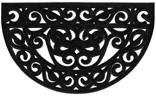 Casa Service - Felpudo Iron con forma de medialuna de goma, 45 x 75 cm, para entrada de exterior, estilo hierro forjado, decorativo, resistente, antideslizante, de calidad drenante