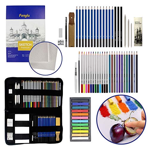 CASHWER Lápices Colores Profesionales de Dibujo 66 Piezas Estuche Set de Pintura Completo Incluye Bloc A5 Artistico Kit ideal para Artistas, Adultos, Niños