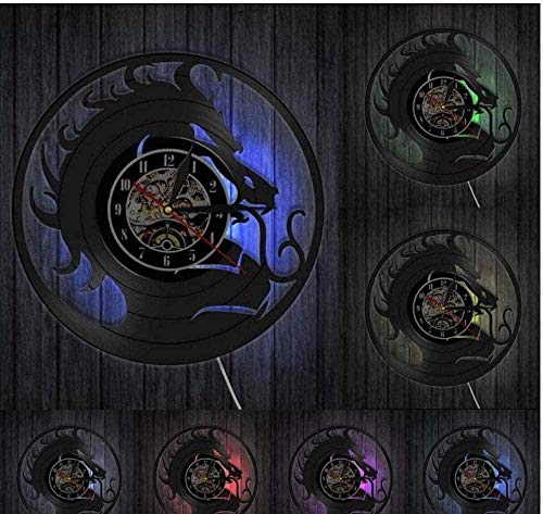 CCGGG Reloj de Pared Evil Dragon Wall Love Bird decoración del hogar mitología Dream Dragon Silent Retro Reloj de Pared