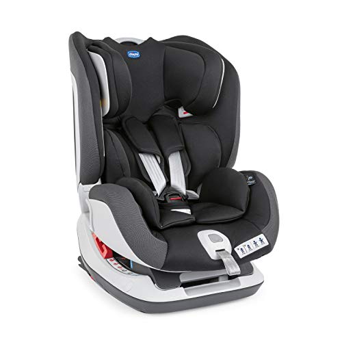 Chicco Set Up 012 Silla de Coche Reclinable Bebés de 0-25 kg con ISOFIX, Grupo 0+/1/2 para Niños de 0-6 Años, Fácil de Instalar, Cojín Reductor para Bebé, Reposacabezas Ajustables y Acolchado - Negro