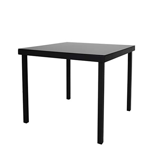 Chicreat - Mesa de jardín de aluminio y cristal, 90 x 90 x 74 cm (negro)