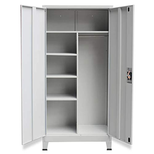 Cikonielf Armario archivador de Oficina 180 x 40 x 90 cm, Armario metálico con Dos Puertas, Armario Alto con Cerradura y estantes Cikonielf Armario archivador de Oficina 180 x 40 x 90 cm, Armario metálico con Dos Puertas, Armario Alto con Cerradura y estantes