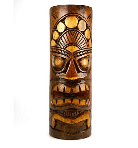 Coco Papaya Grand Totem - Estatua tiki (50 cm, madera maciza, tallada a mano)