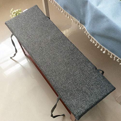 Cojín antideslizante para banco con lazo, cojín suave para tumbona o banco, cojín para asiento de jardín grande de 2 plazas (gris oscuro, 100 x 35 cm)