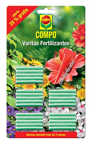Compo Varitas fertilizantes para plantas de interior y exterior, adecuada duración de hasta 3 meses, 30 unidades, 24.3x14.4x0.5 cm, 1205002011