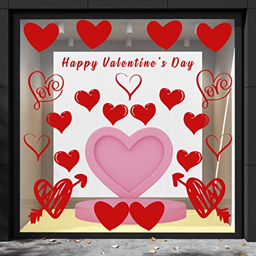 Cristal de San Valentín - Dimensiones 58 x 45 cm - Love corazones y cúpido -