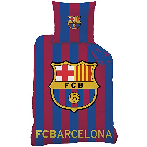 CTI 044657 - Funda de edredón para niño con diseño del FC Barcelona, de algodón Azul de 200 x 140 cm. + Funda de Almohada 63 x 63 cm.