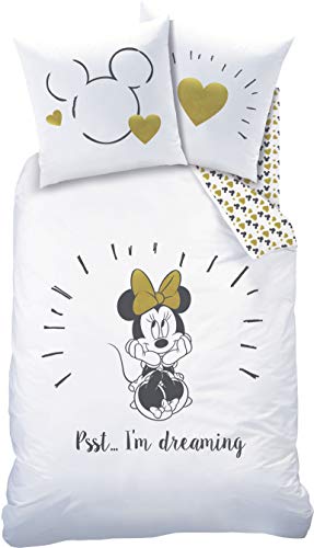 Disney Minnie Mouse Juego de ropa de cama · Ropa de cama infantil · 1 funda de almohada de 80 x 80 cm + 1 funda nórdica de 135 x 200 cm – 100% algodón