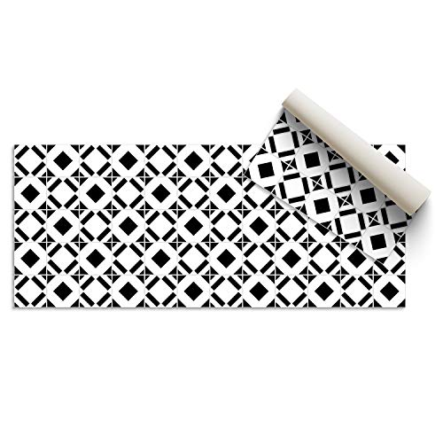 DON LETRA Alfombra Vinílica con Diseño de Baldosas - 80 x 40 cm - Material Impermeable y Lavable - Grosor de 2 mm, Color Blanco y Negro, ALV-013