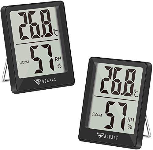 DOQAUS 2 Piezas Mini Termómetro Higrómetro Digital, Medidor de Temperatura con 5s de Respuesta Rápida para Temperatura y Humedad del Casa Ambiente (Negro)