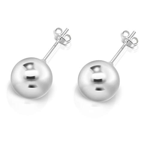 DTP Silver - Pendientes Semental de plata en forma de Esfera/Bola - Plata 925 - Diámetro 10 mm