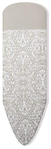 Duett 333FL Funda para Tabla de Planchar, 100% algodón, Estampado de Flores en Tono Beige, 51 x 128 cm