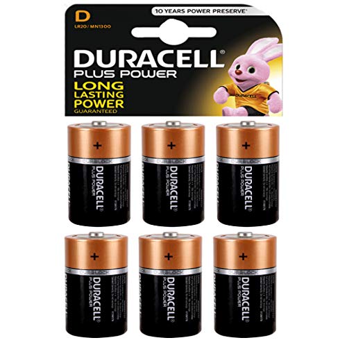 Duracell Plus Power - Pila alcalina (tamaño D, Paquete de 6 Unidades)