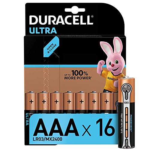 Duracell Ultra Power - Pilas alcalinas AAA, paquete de 16 unidades, el empaque puede variar