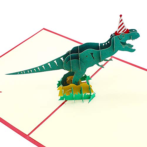 Dylan-EU 3D Dinosaurio Tarjeta Felicitacion Cumpleaños 20 *15 cm Tarjeta de Felicitación Hecha a Mano Regalo de cumpleaños creativo para Niños Amigos Colegas Familiares