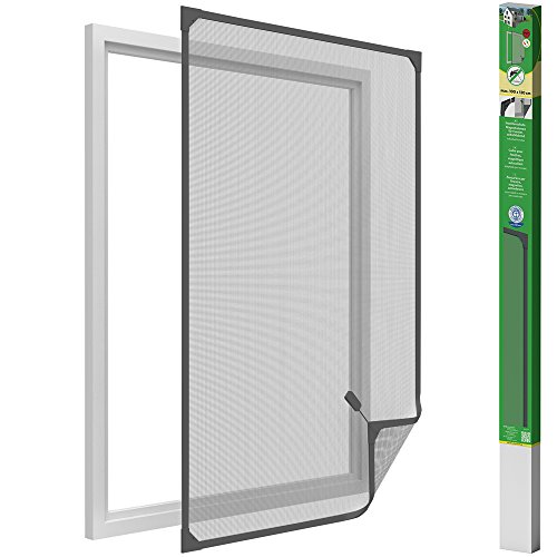 easy life Mosquitera para ventanas con cuadro magnético en PVC fácil de instalar - Sin necesidad de perforar y acortable individualmente, Color:Antracita, Talla:100 x 120 cm