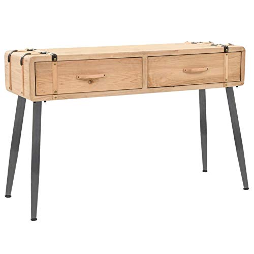 EBTOOLS Mesa de Consola Mesa de entrada de diseño en MDF y madera patas sólidas estables Mesa auxiliar mesa auxiliar con 2 cajones de almacenamiento para salón, entrada o dormitorio