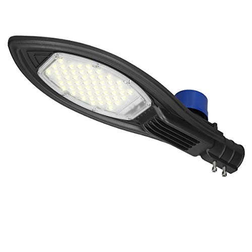 ECD Germany Farola LED de calle con sensor crepuscular 50W - AC85-265V - Blanco frío 6000K - Impermeable IP66-5000 lúmenes - para Jardín/Patio/Carretera - Lámpara LED de calle exterior