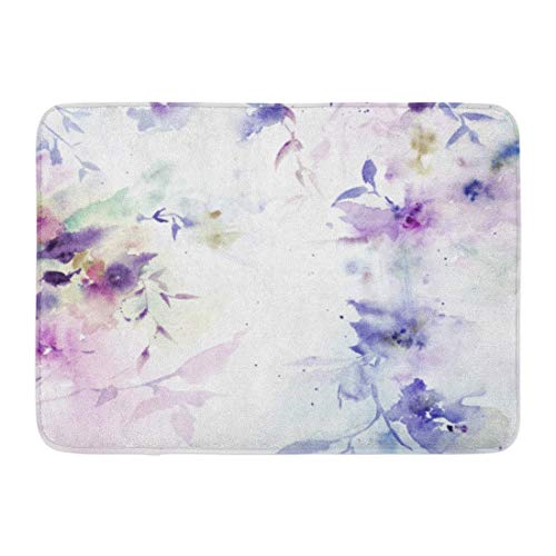 ECNM56B Doormats Bath Rugs Door Mat Flower Floral Watercolor Bouquet Birthday Painting Lilac Pattern Love 15.8"x23.6"
