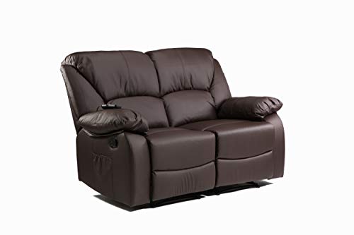 ECODE Sofa Canapé Dos Plazas Reclinable con Masaje por Ondulación Vibrante, Calor Lumbar, Polipiel ECO-8590/2 Marrón ECODE Sofa Canapé Dos Plazas Reclinable con Masaje por Ondulación Vibrante, Calor Lumbar, Polipiel ECO-8590/2 Marrón