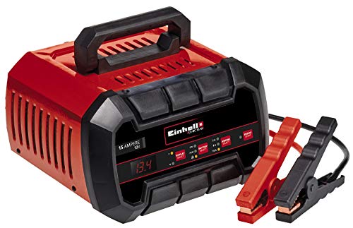 Einhell Cargador de baterías CE-BC 15 M (para baterías de gel, AGM, 3-300 Ah, sin mantenimiento/con bajo contenido de ácido- plomo, 12 V, control y seguimiento mediante microprocesador)