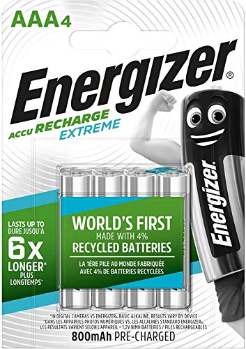 Energizer HR03 - Pack de 4 pilas recargables AAA, color negro