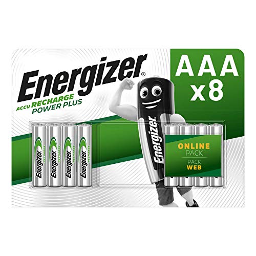 Energizer Pilas AAA Recargables, Power Plus, Paquete de 8 Unidades