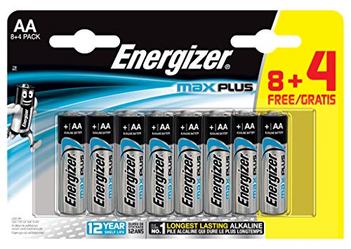 Energizer - Pilas alcalinas MAX Plus AA LR6, 12 undiades, Alta tecnologia y Rendimiento