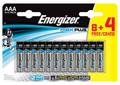 Energizer - Pilas alcalinas MAX Plus AAA LR03, 12 undiades, Alta tecnologia y Rendimiento