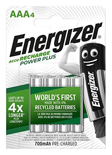 Energizer - Rechargeable Battery, Power Plus, AAA, hr03, 1.2v, 700mah, 4 Pieces