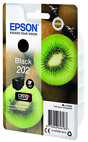 Epson Kiwi Singlepack Black 202 Claria Premium Ink - Cartucho de tinta para impresoras (Original, Tinta a base de pigmentos, Negro, Epson, 1 pieza(s), Impresión por inyección de tinta)
