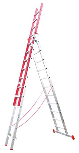 Escalera Triple Transformable de Fibra de Vidrio y Aluminio 3 Tramos Extensibles (3+3+3 Mts). Escada 3 lances transformável em alumínio e fibra de vidro. Alt. Max. 7.50 m (3x11) Escalera Triple Transformable de Fibra de Vidrio y Aluminio 3 Tramos Extensibles (3+3+3 Mts). Escada 3 lances transformável em alumínio e fibra de vidro. Alt. Max. 7.50 m (3x11)