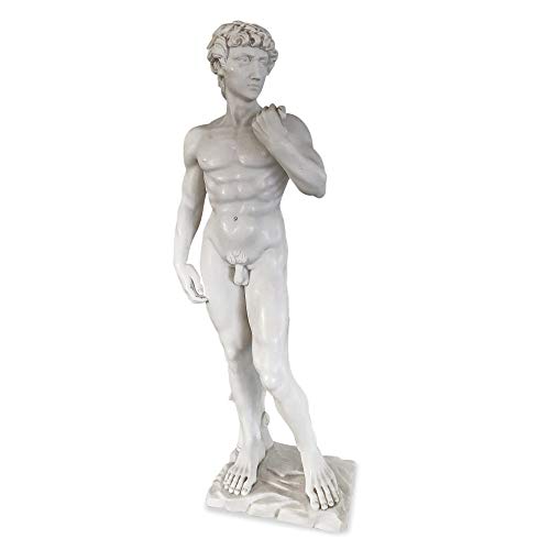 Escultura de mármol Carrara David de Michelangelo Italian Marble Sculpture Luxury Home Design H.60 cm
