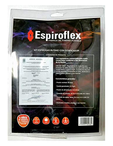 Espiroflex M119547 - Regulador butano con 1.50 m manguera gas