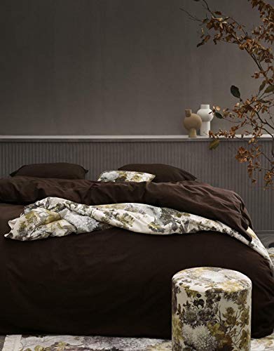 ESSENZA Guy - Juego de cama (algodón, 200 x 200 cm y 2 fundas de 80 x 80 cm), color marrón