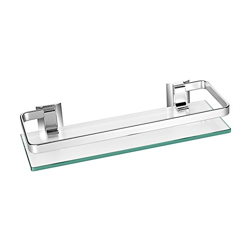 Estante de cristal templado grueso y aluminio Homeself, para montar en la pared del baño, cocina, etc., estante de almacenamiento, vidrio, 1 estante Estante de cristal templado grueso y aluminio Homeself, para montar en la pared del baño, cocina, etc., estante de almacenamiento, vidrio, 1 estante