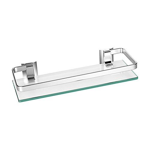 Estante de cristal templado grueso y aluminio Homeself, para montar en la pared del baño, cocina, etc., estante de almacenamiento, vidrio, 1 estante