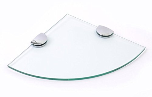 Estante de esquina de cristal templado de 200 mm (20,32 cm aprox.), 6 mm de grosor para baño, dormitorio, cocina con grandes soportes cromados (transparente) Estante de esquina de cristal templado de 200 mm (20,32 cm aprox.), 6 mm de grosor para baño, dormitorio, cocina con grandes soportes cromados (transparente)