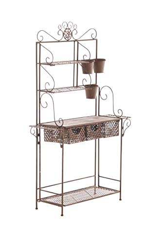 Estantería De Cocina Shine Metálica I Estantería para Jardin con 3 Cajones I Mueble Estantería con 4 Estantes & 3 Cajones I Color:, Color:Antiguo marrón Estantería De Cocina Shine Metálica I Estantería para Jardin con 3 Cajones I Mueble Estantería con 4 Estantes & 3 Cajones I Color:, Color:Antiguo marrón
