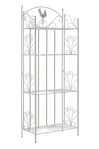 Estantería Decorativa De Hierro MIA | Estantería Multiusos Plegable De 4 Niveles | Estantería De Pie Plegable En Estilo Rústico I Color:, Color:Blanco Envejecido