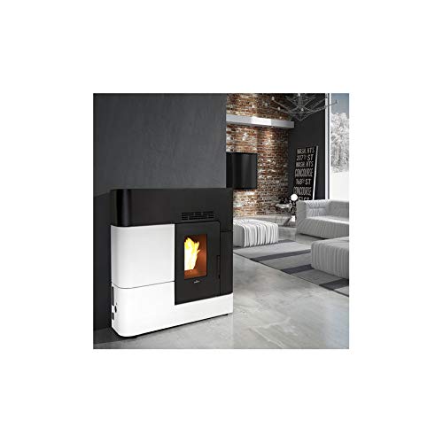 Estufa de pellet canalizable Slim 13 kW AREGUA negro y blanco