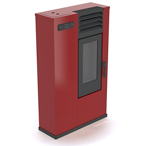 Estufa de pellets Punto Fuego SUSY Rojo – Max 6 kW para 70/150 m³ – sobresale solo 23 cm