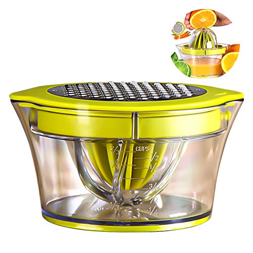 Exprimidor de cítricos manual multifunción, exprimidor 4 en 1 para naranjas, limones, cítricos, con 2 escariadores, 400 ml de medición grabada Exprimidor de cítricos manual multifunción, exprimidor 4 en 1 para naranjas, limones, cítricos, con 2 escariadores, 400 ml de medición grabada